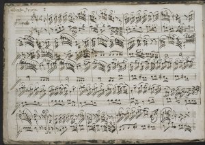 Emanuele Barbella: Sonata I from Sei Sonate à violino Solo, è Cembalo (in the composer's hand). British Library, Add. MS 56102, f. 1v. Photograph © The British Library. This manuscript is described in the RISM music manuscripts database, http://www.r